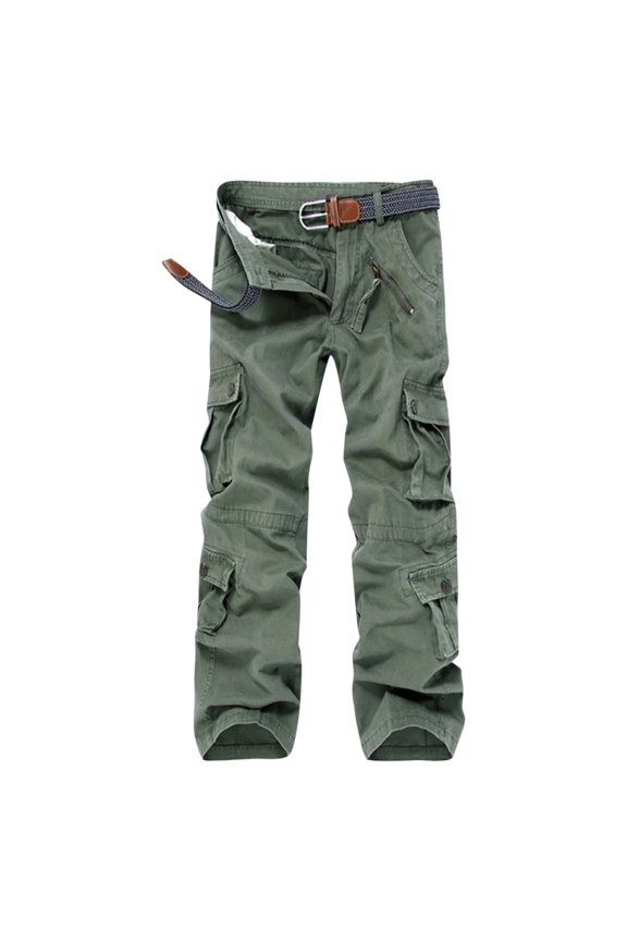 Men's Work Cargo Pants Ripstop Lightweight Relaxed Fit Cotton Stretch Outdoor Hiking Pants with Multi Pockets Big and Tall Size 9XL Green