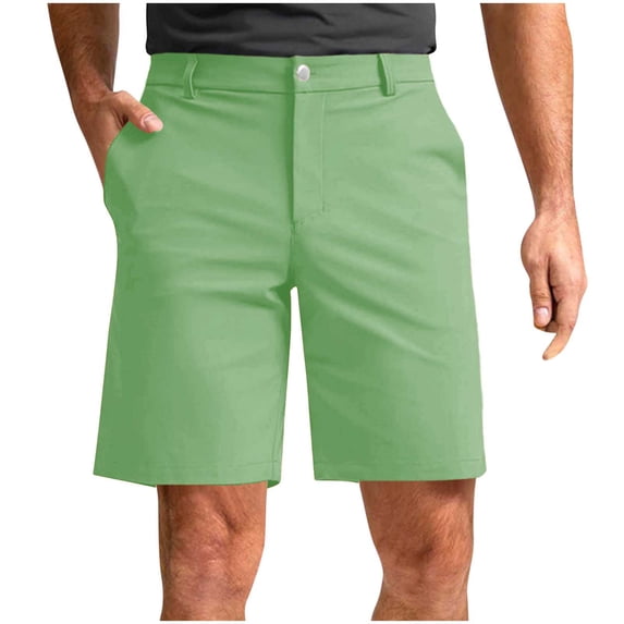 Men's Work Golf Dress Shorts Flat Front Hybrid 7 Inch Lightweight Quick Dry Chino Casual Hiking Shorts with Muti Pockets (Regular and Big & Tall) Size S-4XL Green
