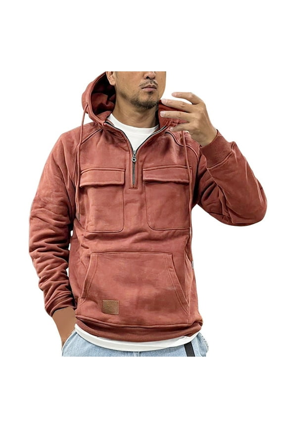 Men's Work Hoodies, Hooded Sweatshirt, Heavyweight Quarter Zip Winter Insulated Pullover Men's Sweaters and Winter Tops Mens Hoodies Pullover