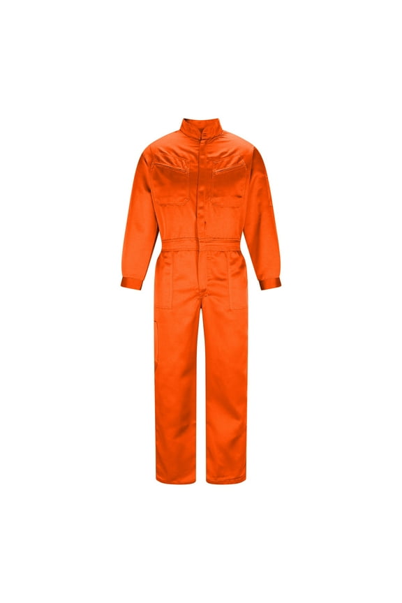 Men's Work Overalls One Piece Mechanics Workwear Coveralls Jumpsuits Long Sleeve Suits Loose Comfy Workwear Romper Playsuit Orange L