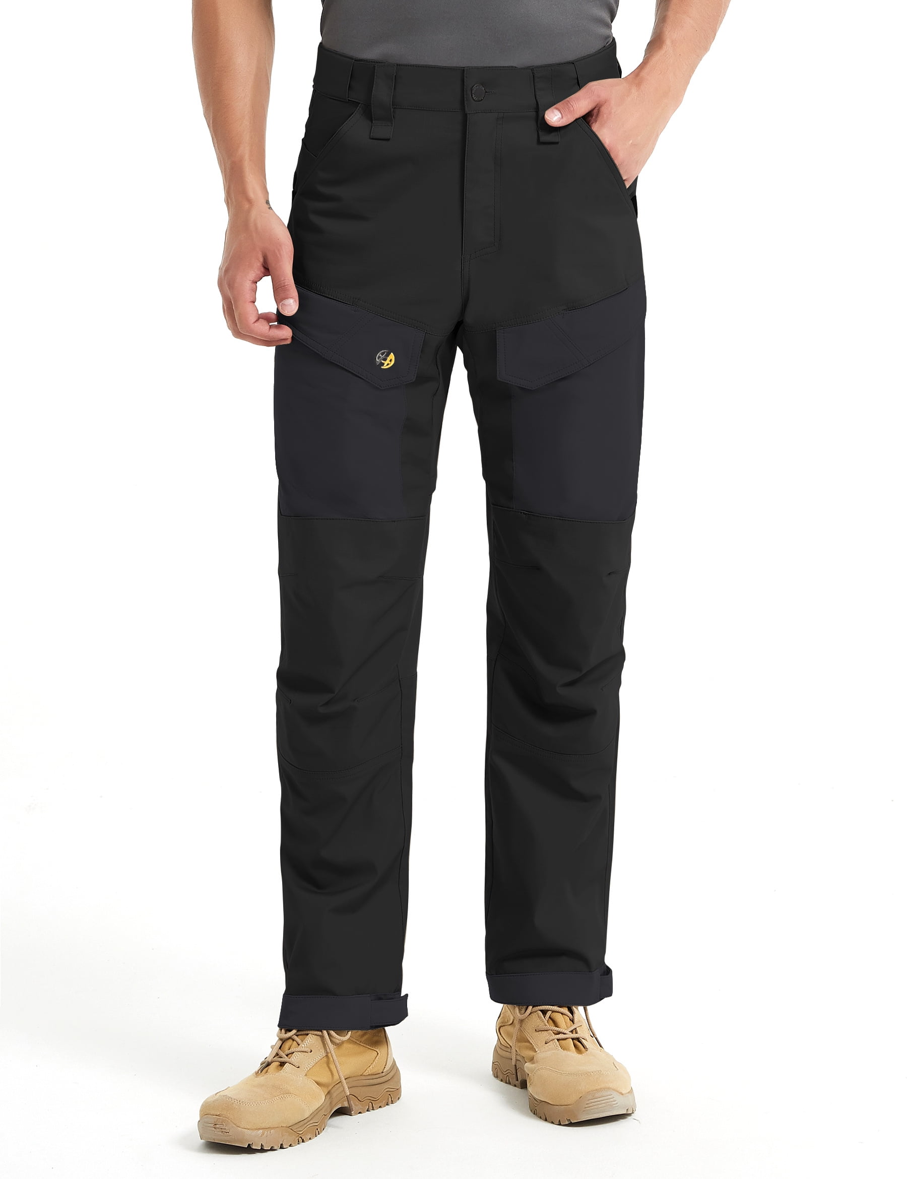 Men s Work Pants 12 Pockets Elastic Waist Water Resistant Tactical Pants with Knee Pad Pockets Walmart