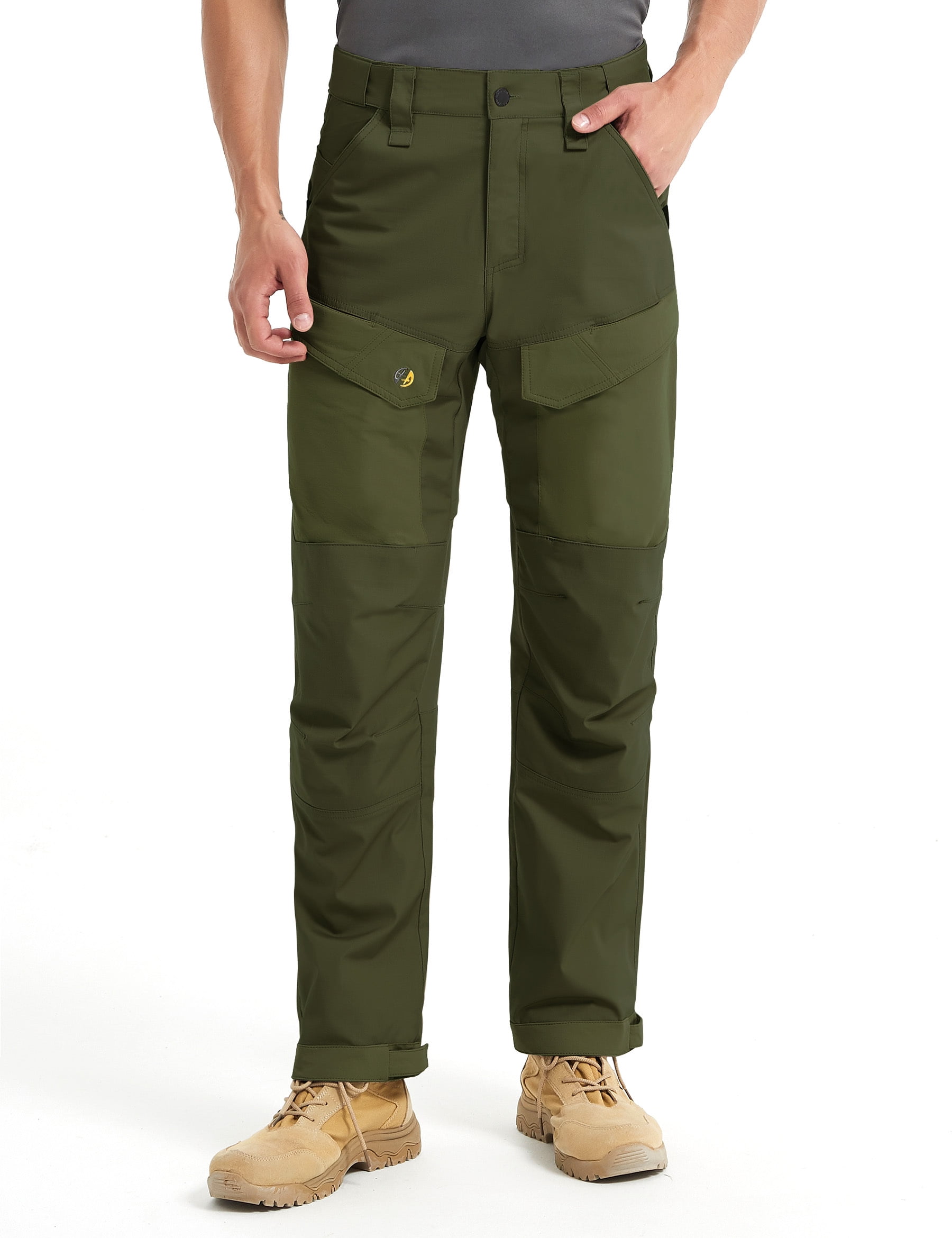 Men s Work Pants 12 Pockets Elastic Waist Water Resistant Tactical Pants with Knee Pad Pockets Walmart