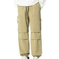 thumbnail image 1 of Men's Work Pants Men's Straight Leg Casual Pants Stretch Elastic Waist Lightweight Work Pants Cargo Pants Outdoor Hiking Trousers Loose Sweatpants with Pockets, 1 of 6