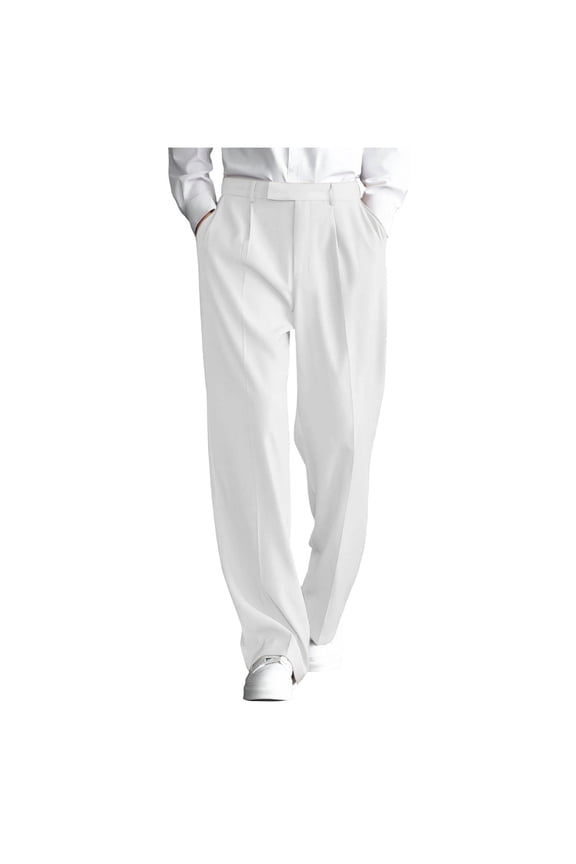 Men's Work Pants Pleated High Waist Wide Leg Pants Loose Fits Business Casual Pants with Pockets 2026