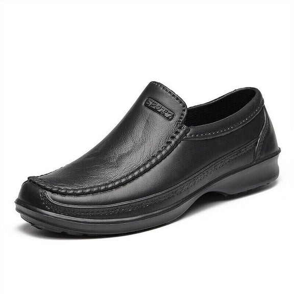 Men's Work Shoes Restaurant Kitchen Water Oil Resistant Non-Slip,Black Slip-On