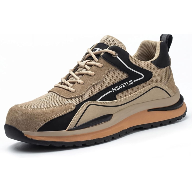 Men\'s Brown Lightweight Comfortable Safety Shoes Puncture Resistant Work Shoes Amazon.com: fayengan Steel Toe Shoes for Men main image 2