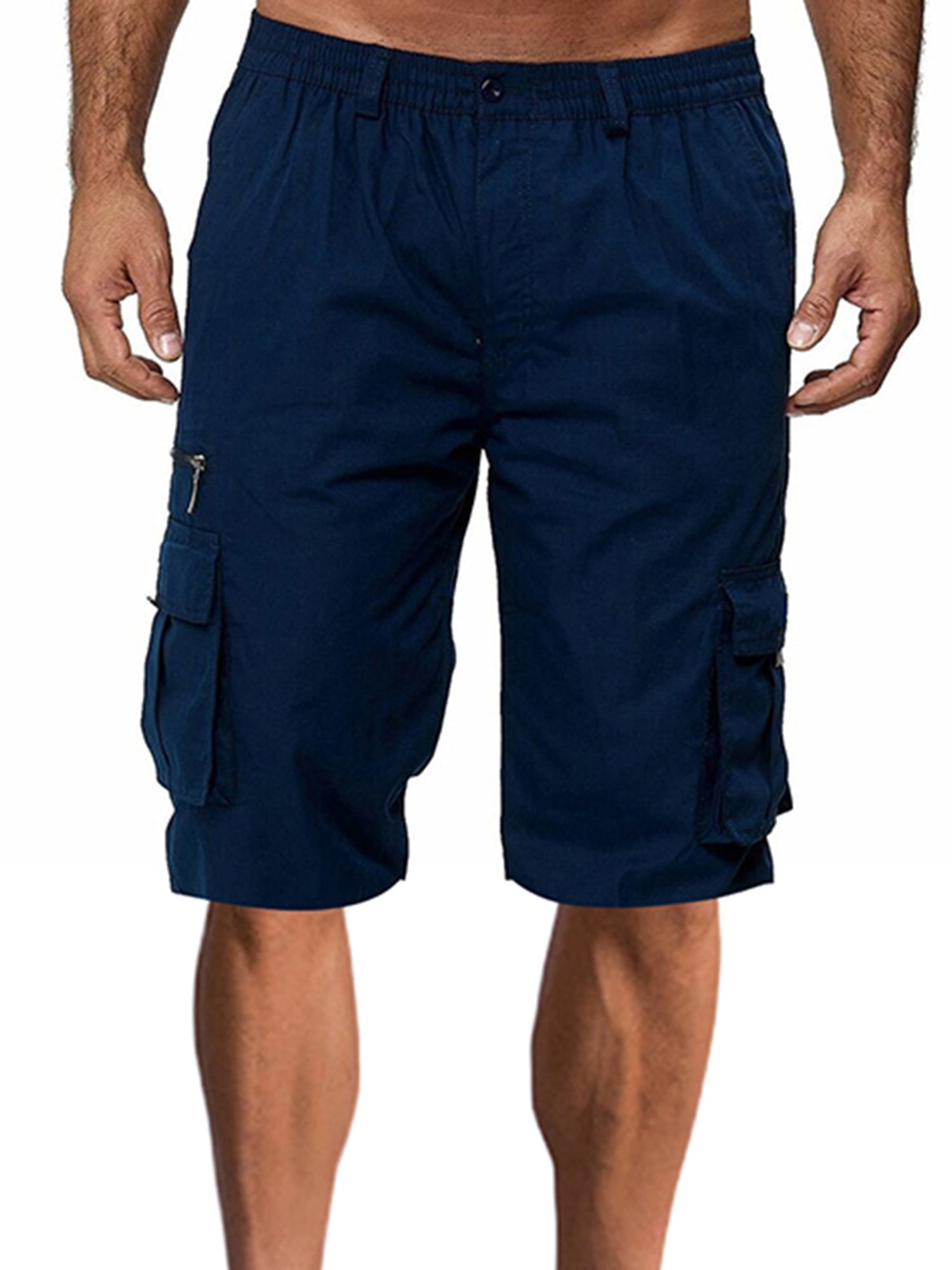 Men's Work Solid Cargo Shorts Multi Pocket Safety Shorts Summer Combat ...