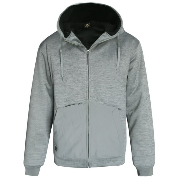 Men's Work Zip Up Hoodie Heavyweight Water Resistant Thermal Lined Hooded Jacket Winter Sweatshirt