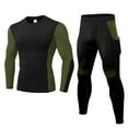 thumbnail image 1 of Men's Workout Compression Clothes Set, Long Sleeve Compression Shirts and Pants Thermal Base Layer Set Green M, 1 of 6