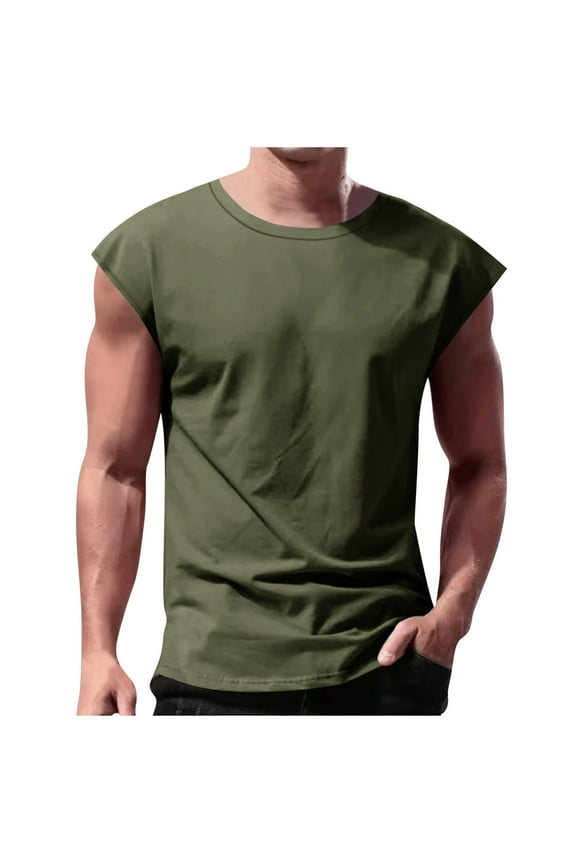 Men's Workout Cut Off Shirt Athletic Gym Running Cap Sleeve Muscle Tees Fitness Bodybuilding Breathable T Shirts