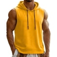 thumbnail image 1 of Men's Workout Hooded Tank Tops Sleeveless Gym Training Hoodies Bodybuilding Muscle Cut Off T Shirt with Drawstring, 1 of 6