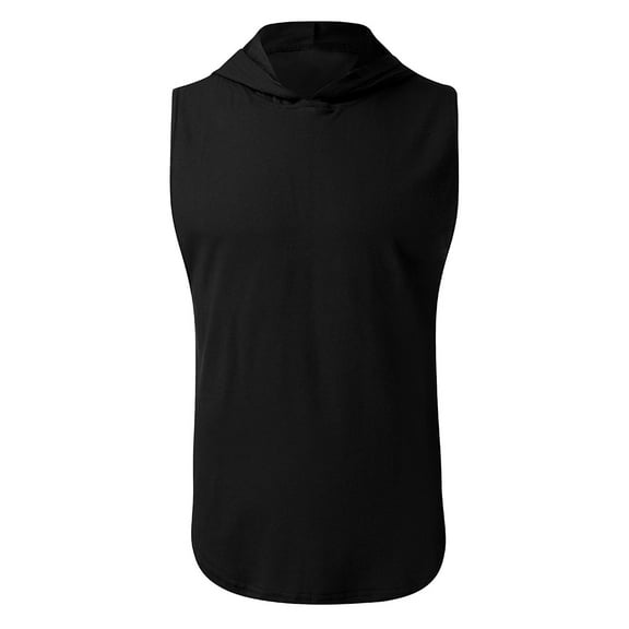 Men's Workout Hooded Vest Sleeveless Gym Shirt Athletic Muscle Tank Top for Training Bodybuilding Loose Fit Comfort Men's Henley Shirts Washed Sleeveless Tank Tops