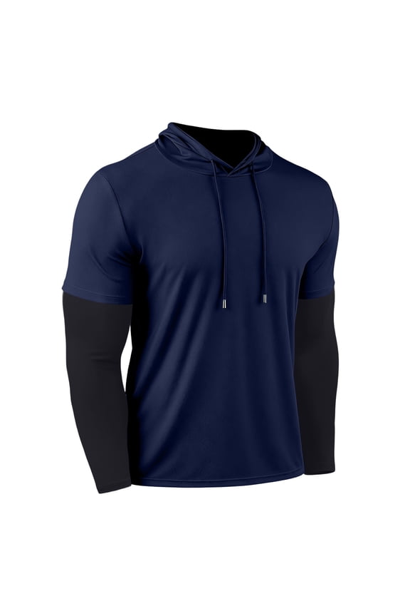 Men's Workout Long Sleeve Fishing Shirts UPF 50+ Sun Protection Compression Shirts Hoodies