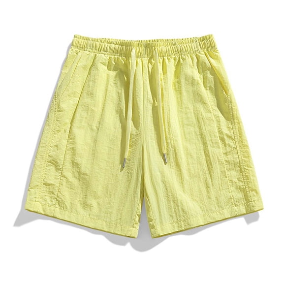Men's Workout Running Shorts 7 Inch Lightweight Athletic Beach Shorts with Pockets No Liner Quick Dry Gym Active Shorts Yellow
