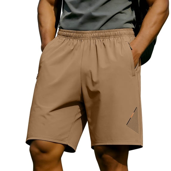 Men's Workout Running Shorts 7" Lightweight Training Gym Athletic Shorts for Men with Zipper Pockets Size XS-2XL Coffee