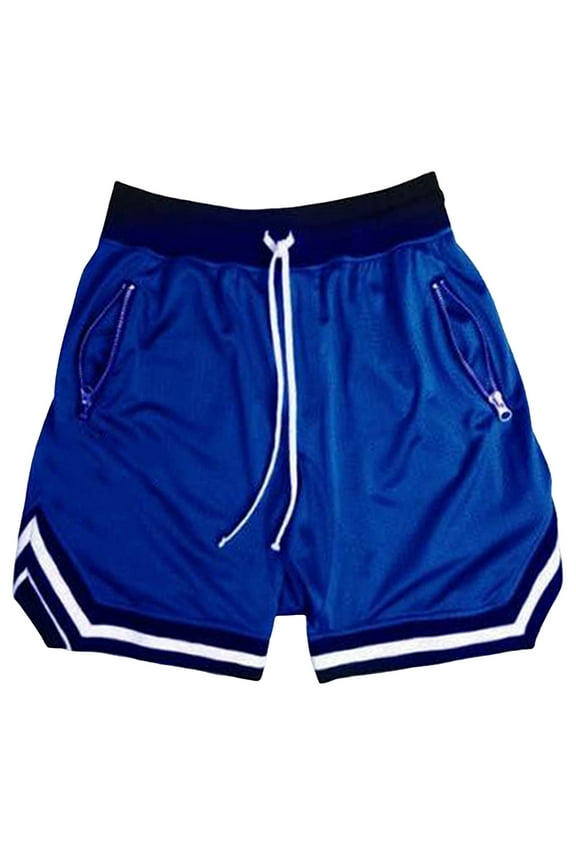 Men's Workout Running Shorts Lightweight Gym Athletic Drawstring Shorts With Pocket Blue