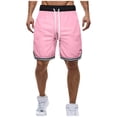 thumbnail image 1 of Men's Workout Running Shorts Quick Dry Elastic Waist Shorts with Side Pockets Athletic Lightweight Gym Tennis Shorts 5/7/9inch Inseam Drawstring Clothes,Pink L, 1 of 3
