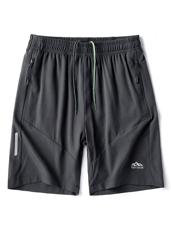 Men's Workout Running Shorts Sports Fitness Gym Training Quick Dry Athletic Performance Shorts with Zip Pockets