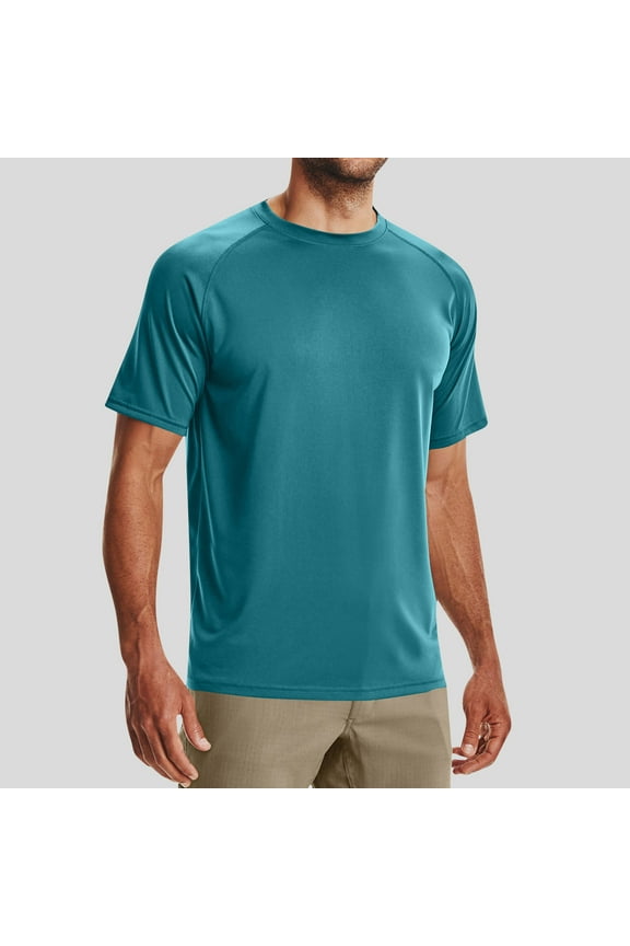 Men's Workout Shirt, Fitness Training T-Shirt, Solid Color Performance Top, Breathable Polyester Athletic Tee for Men