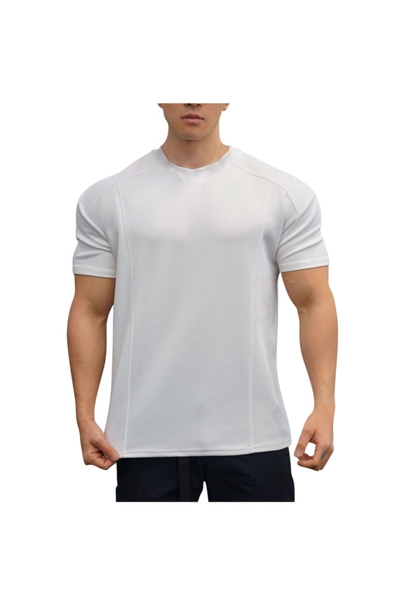 Men's Workout Shirt - Short Sleeve Quick Dry Moisture Wicking Jacquard Jersey Athletic Shirt