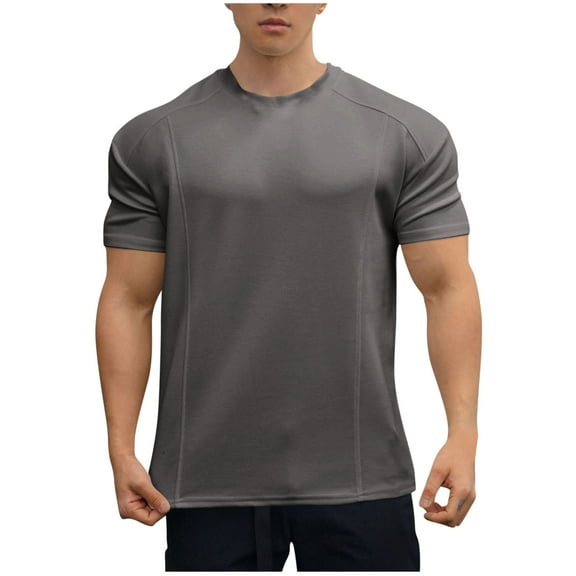 Men's Workout Shirt - Short Sleeve Quick Dry Moisture Wicking Jacquard Jersey Athletic Shirt