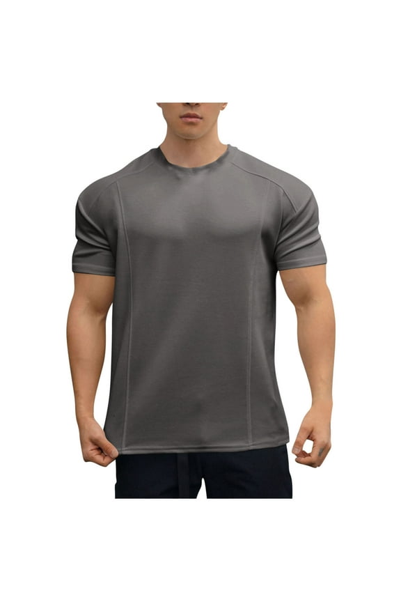 Men's Workout Shirt - Short Sleeve Quick Dry Moisture Wicking Jacquard Jersey Athletic Shirt