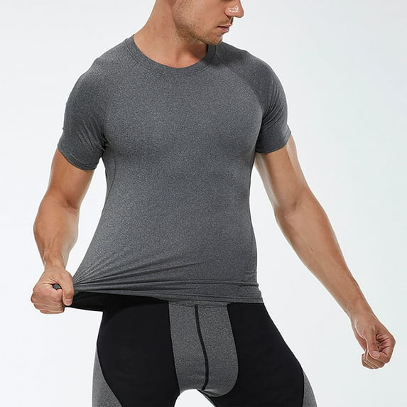 Men's Workout Shirts, Athletic Dry Fit T-Shirt, Raglan Sleeve Compression Top for Training