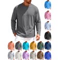 thumbnail image 1 of Men's Workout Shirts Long Sleeve, Ndbuld Men's Solid Round Neck Pullover Top, Loose Fit Breathable Casual Fitness Sweatshirt for Gym Running S-XXXL, 1 of 5