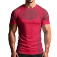 thumbnail image 1 of Men's Workout Shirts Quick Dry Seamless Short Sleeve Tshirts Breathable Compression Workout T-Shirt Geometric Print Athletic Tee For Gym Running Training, 1 of 6