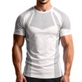 thumbnail image 1 of Men's Workout Shirts Quick Dry Seamless Short Sleeve Tshirts Breathable Compression Workout T-Shirt Geometric Print Athletic Tee For Gym Running Training, 1 of 6