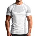 thumbnail image 1 of Men's Workout Shirts Quick Dry Seamless Short Sleeve Tshirts Breathable Compression Workout T-Shirt Geometric Print Athletic Tee For Gym Running Training, 1 of 6