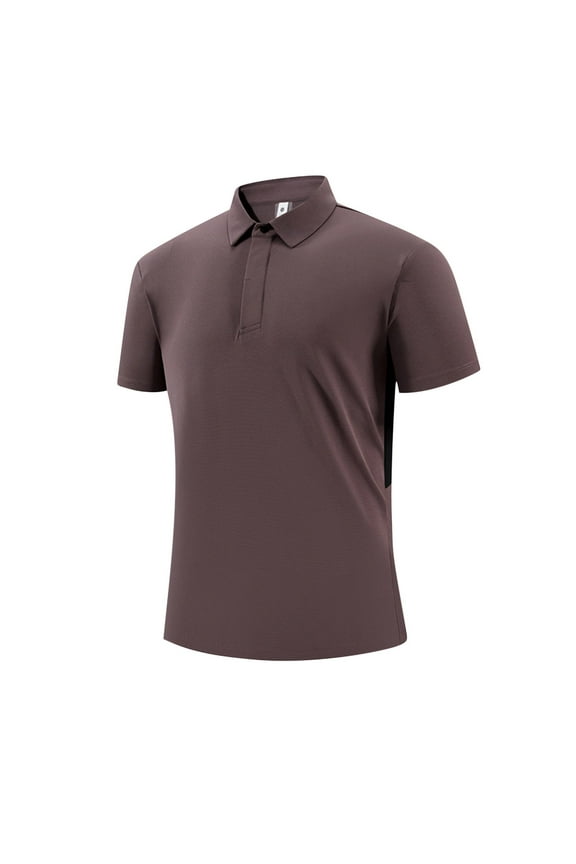 Men's Workout Shirts, Short Sleeve Athletic Top with Lapel, Stretch Nylon Spandex Fabric for Gym Training and Casual Wear