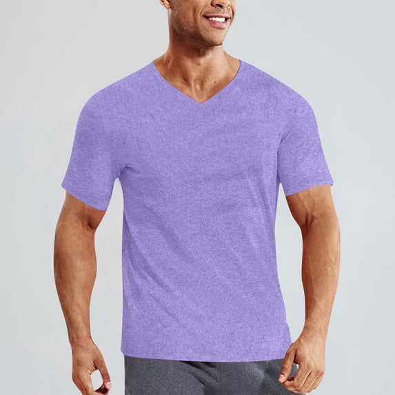 Men's Workout Shirts, Training T-Shirts, Performance V-Neck Top, Lightweight Stretch Athletic Tee for Gym and Casual Wear