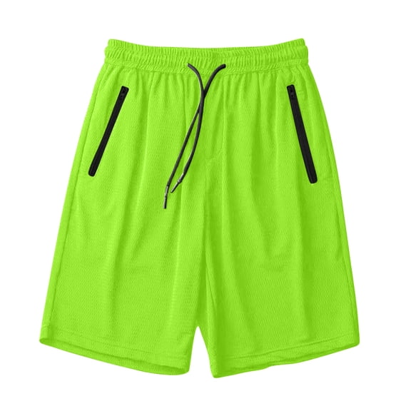Yijfswar Men's Workout Shorts Drawstring Elastic Waist Running Shorts with Zipper Pockets