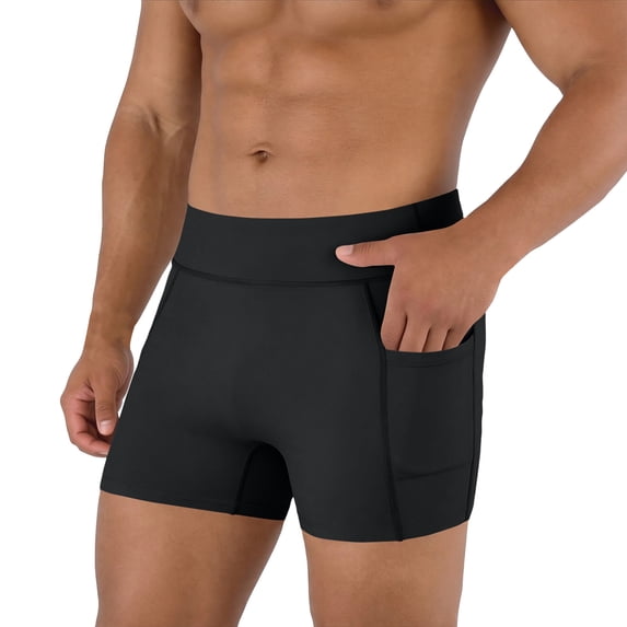 Men's Workout Shorts High Waist Tight Fit Breathable Fabric Athletic Three Quarter Shorts Stretch Training Shorts Black 2XL