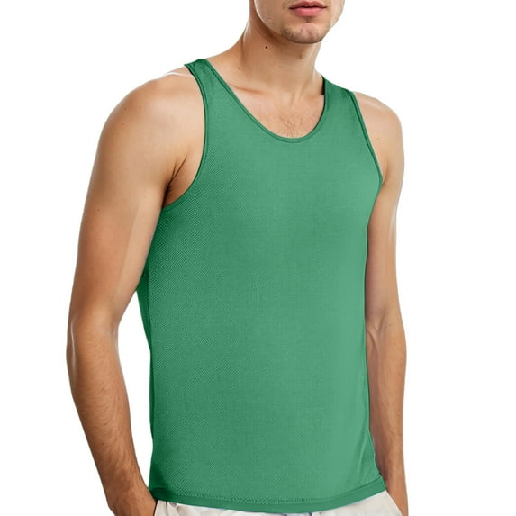 Men's Workout Tank Top Breathable Sleeveless Athletic Shirt Lightweight Fitness Vest for Gym Running Training Mens Work Shirts Summer Basic Tee Shirts