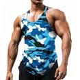 thumbnail image 1 of Men's Workout Tank Tops Camo Sleeveless Gym Muscle Workout Shirts Blue XL, 1 of 4