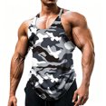 thumbnail image 1 of Men's Workout Tank Tops Camo Sleeveless Gym Muscle Workout Shirts Grey XXXL, 1 of 4