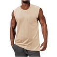 thumbnail image 1 of Men's Workout Tank Tops Muscle Cut Off Sleeveless Crewneck Bodybuilding Cotton T-Shirt Summer Loose Solid Gym Fitness Vest, 1 of 5