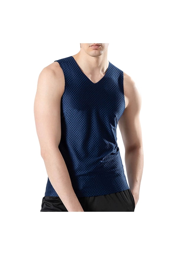 Men's Workout Tank Tops Sleeves Mesh Muscle Lightweight Undershirts Gym Running Athletic Vest Shirt Quick Dry