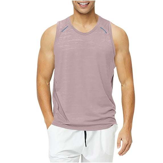ZQUUVOU Men's Workout Tank Tops Trendy Round Neck Solid Color Mesh Quick Dry Sports Top Purple