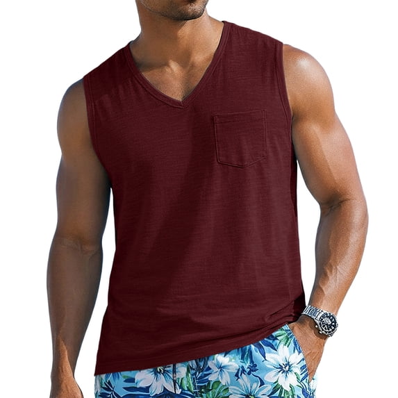 Men's Workout Tank Tops V Neck Sleeveless Shirts Quick Dry Athletic Gym Muscle T Shirt Lightweight Soft Tee, M