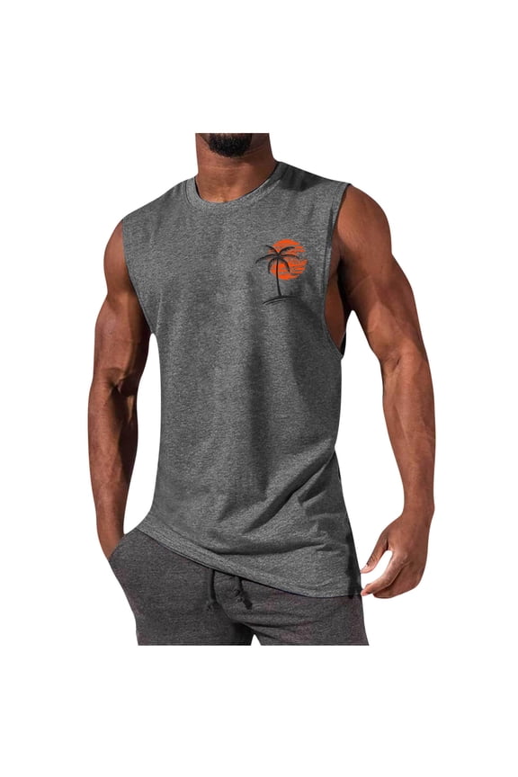 Men's Workout Vest Tops Gym Cut Off Sleeveless T Shirt Bodybuilding Fitness Muscle Athletic Tank Top Graphic Shirts Tee