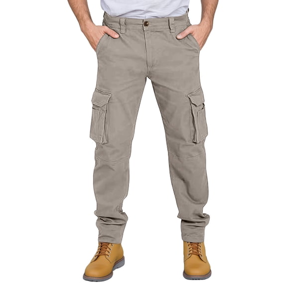 Men's Workwear Cargo Pants Casual with Multiple Pockets Comfortable Trousers Lightweight Breathable Beige Pant