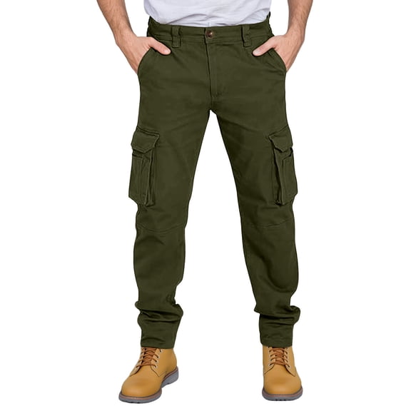 Men's Workwear Cargo Pants Casual with Multiple Pockets Comfortable Trousers Lightweight Breathable Green Pant