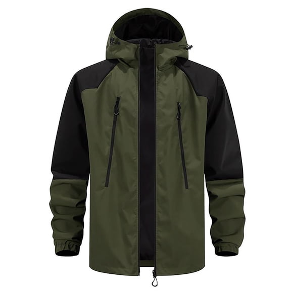 Men's Workwear Loose-fitting Windbreaker Jacket with Hood Army Green XS