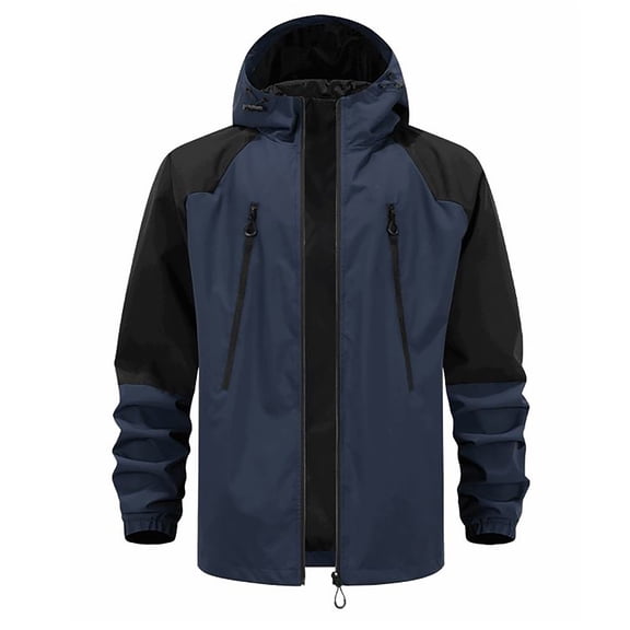 Men's Workwear Loose-fitting Windbreaker Jacket with Hood Dark Blue XS