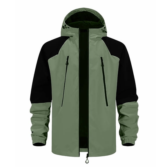 Men's Workwear Loose-fitting Windbreaker Jacket with Hood Green XS