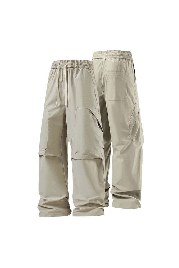 Men's Workwear Pants Fashion Straight Type Windbreaker Long Pant Comfortable Solid Color Straight Leg Trousers Outdoor Hiking Climbing Sweatpants Loose Joggers Track Training Pant