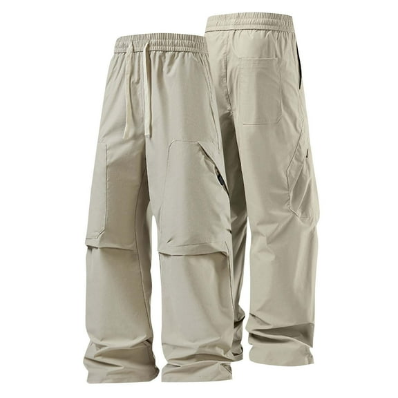 Men's Workwear Pants Fashion Straight Type Windbreaker Long Pant Comfortable Solid Color Straight Leg Trousers Outdoor Hiking Climbing Sweatpants Loose Joggers Track Training Pant